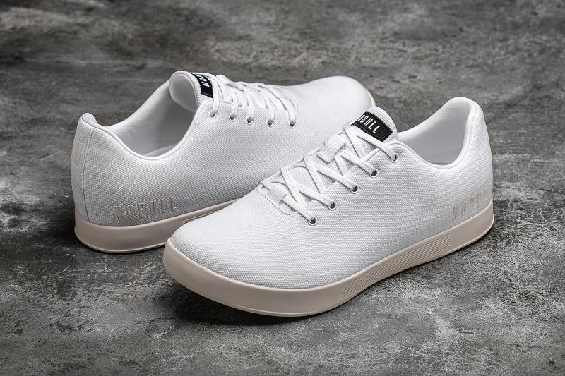 Women's Nobull Ivory Canvas Trainers White | SG F3025D